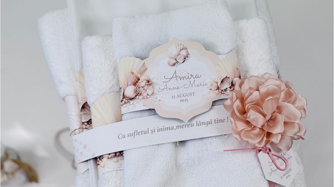 Trusou botez cu perle și scoici în nuanțe sand & peach – „Perle Marine” 18